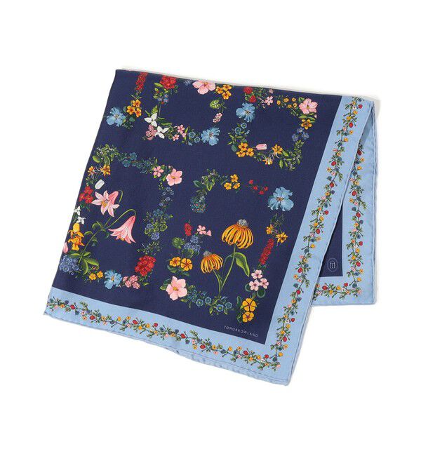 TOMORROWLAND GOODS「ATELIER TOMORROW FLOWER FLAME シルク スカーフ」|バンダナ・スカーフ|68 ネイビー系