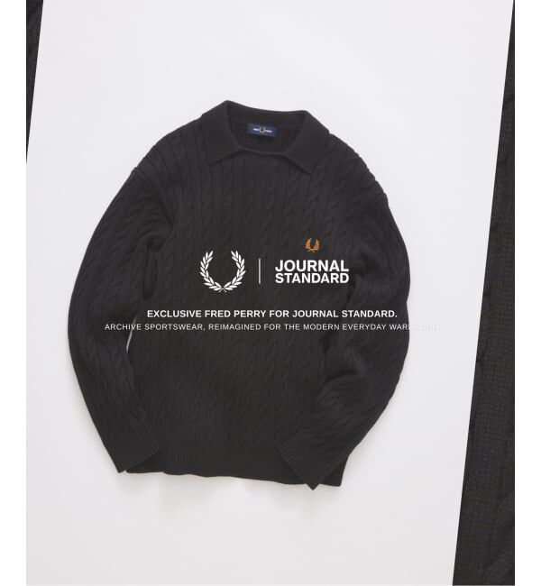 JOURNAL STANDARD「《予約》FRED PERRY / フレッドペリー 別注 フットボールカラー セーター」|ニット・セーター|ブラック