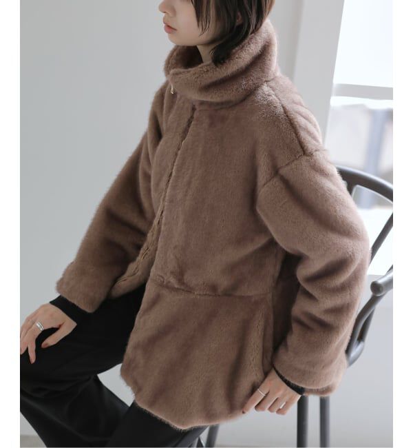  「《予約》【洗える】ペプラムファーコート」|その他|ブラウン