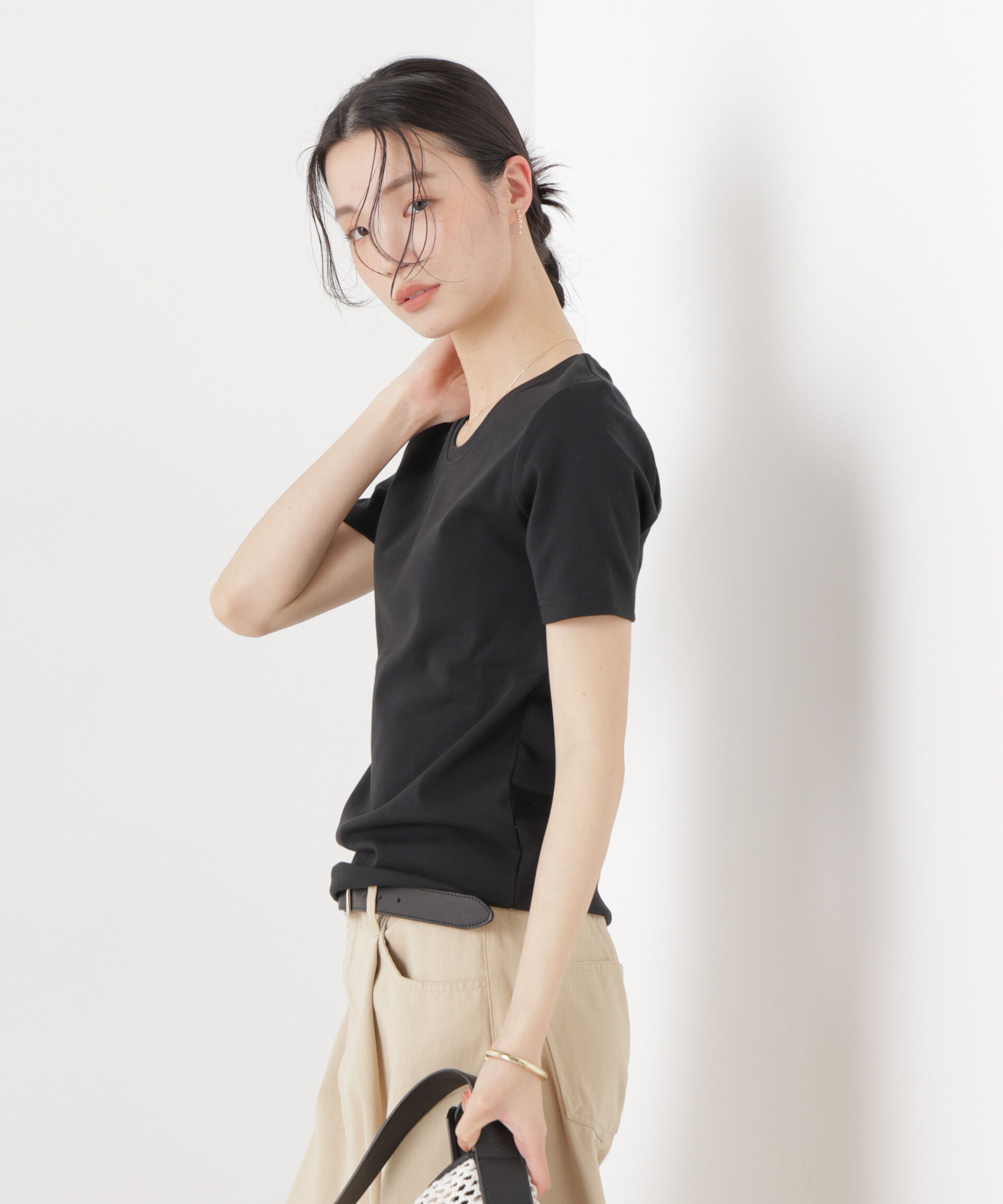 NANO universe「抗菌防臭コットンフライスカットクルーネックトップス」|Tシャツ・カットソー|