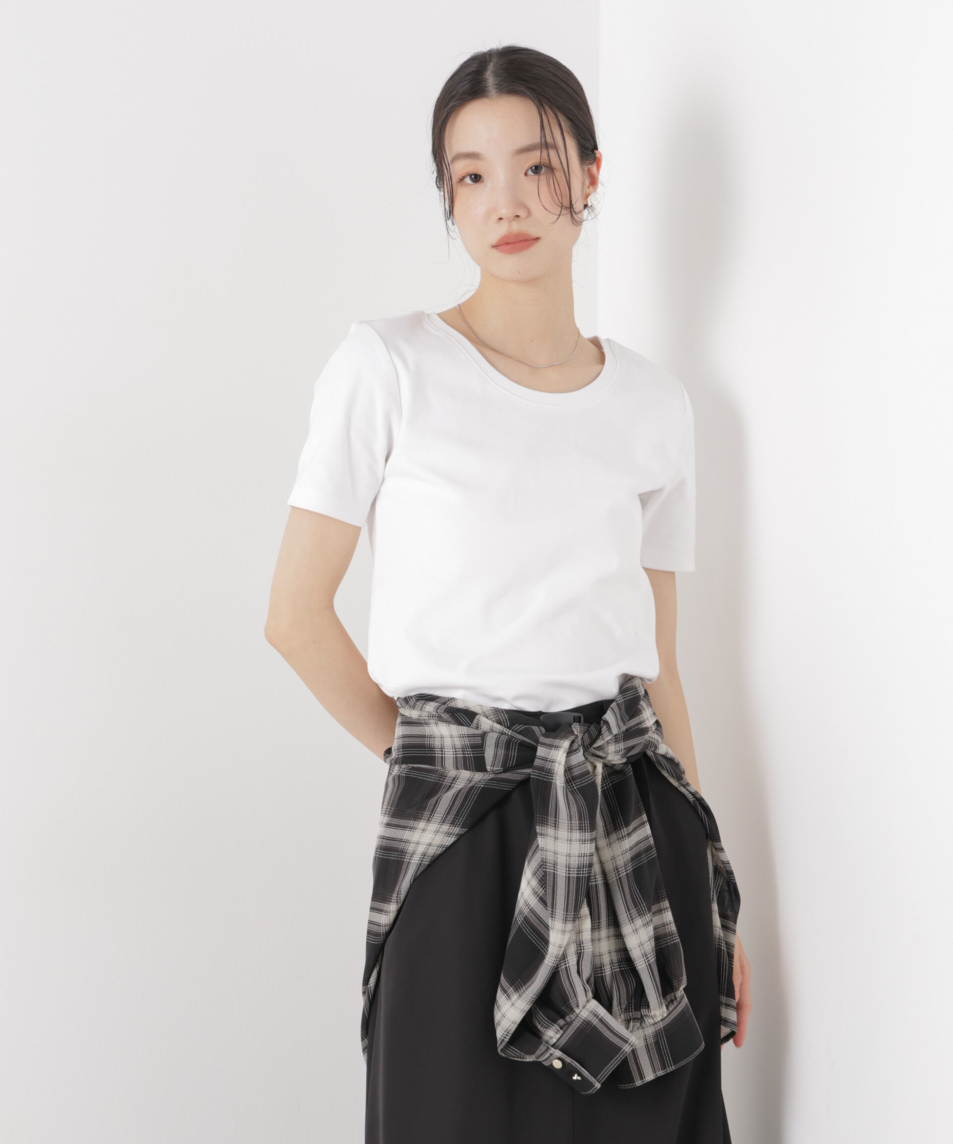 NANO universe「抗菌防臭コットンフライスカットクルーネックトップス」|Tシャツ・カットソー|