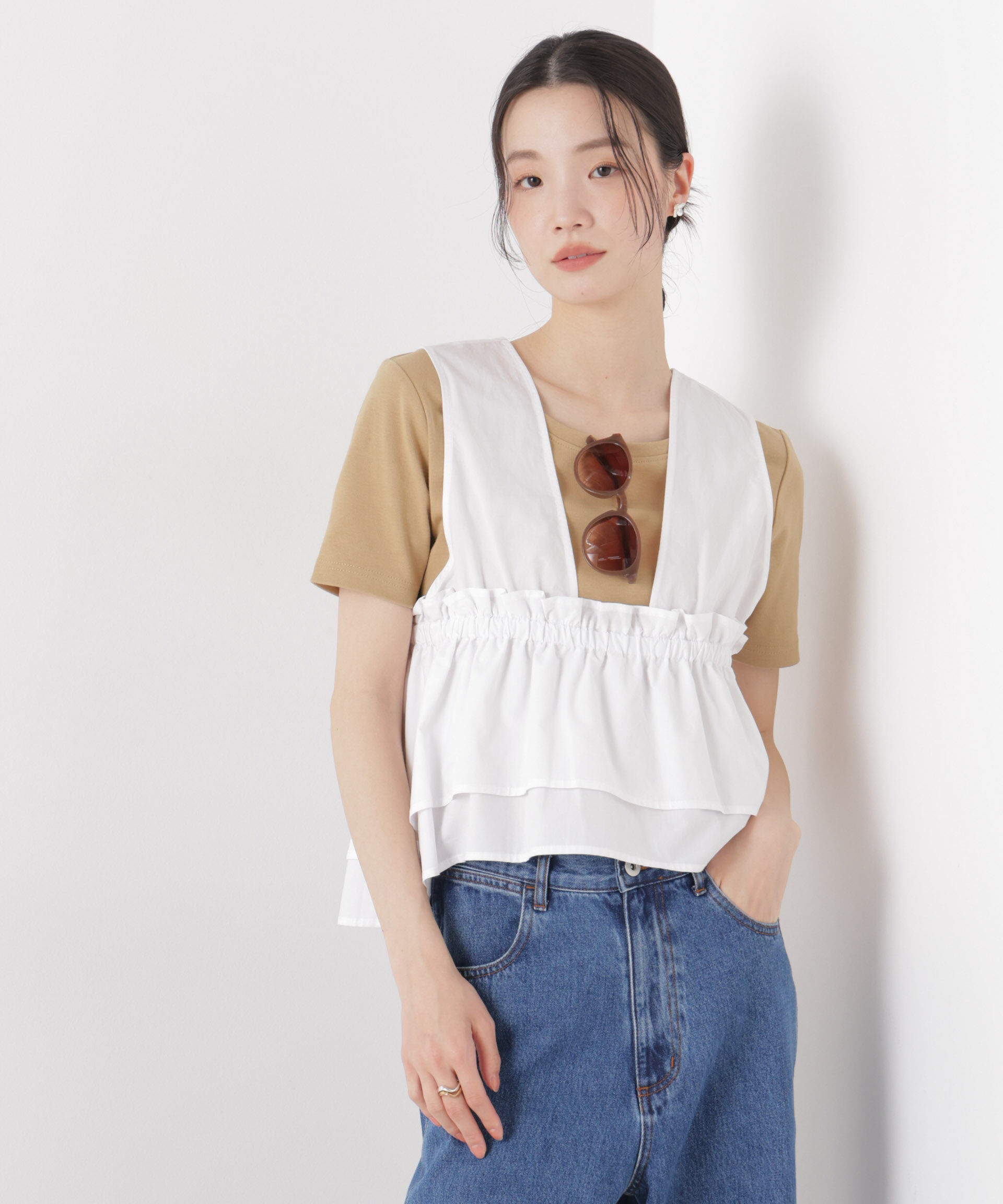 NANO universe「抗菌防臭コットンフライスカットクルーネックトップス」|Tシャツ・カットソー|