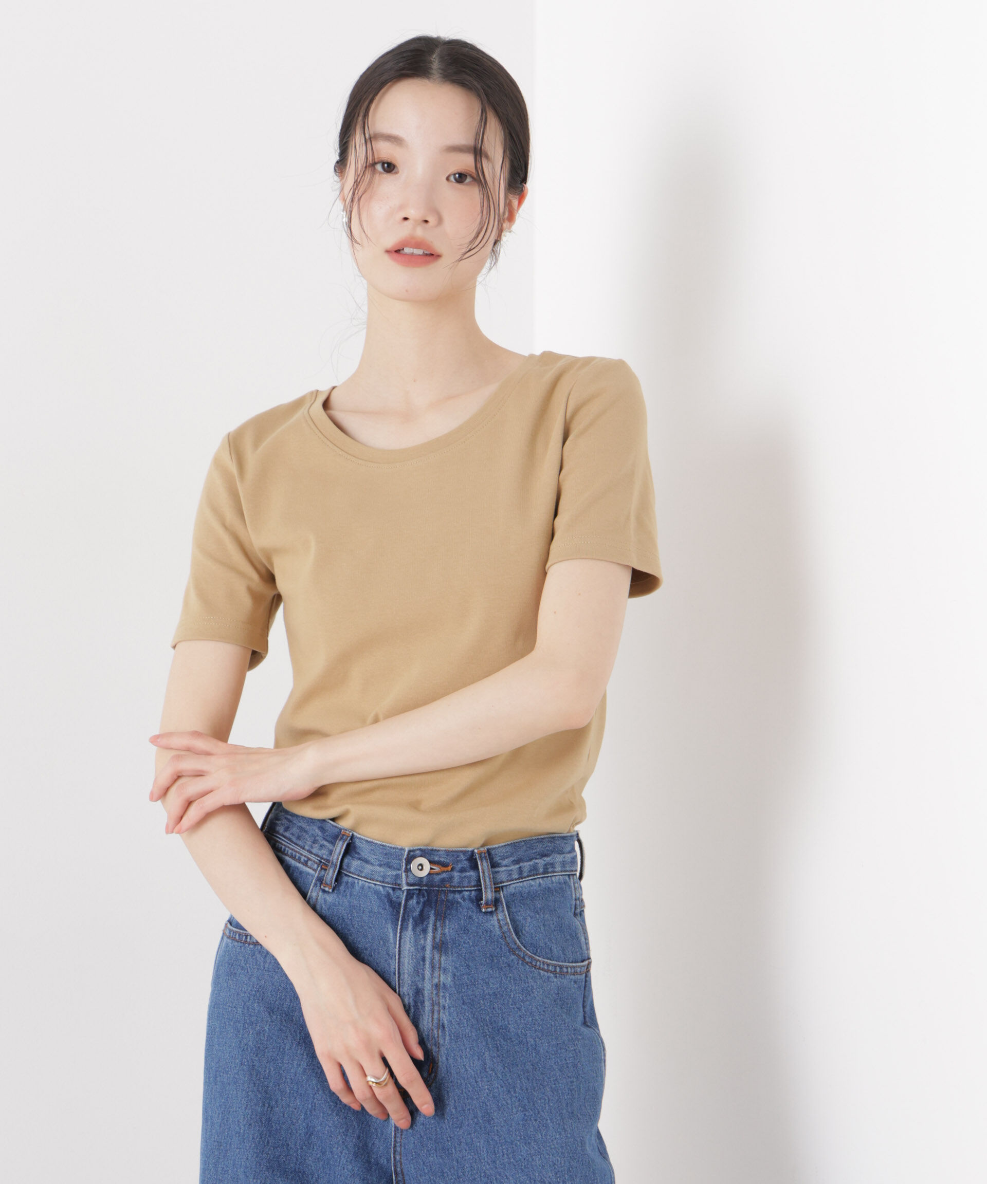 NANO universe「抗菌防臭コットンフライスカットクルーネックトップス」|Tシャツ・カットソー|