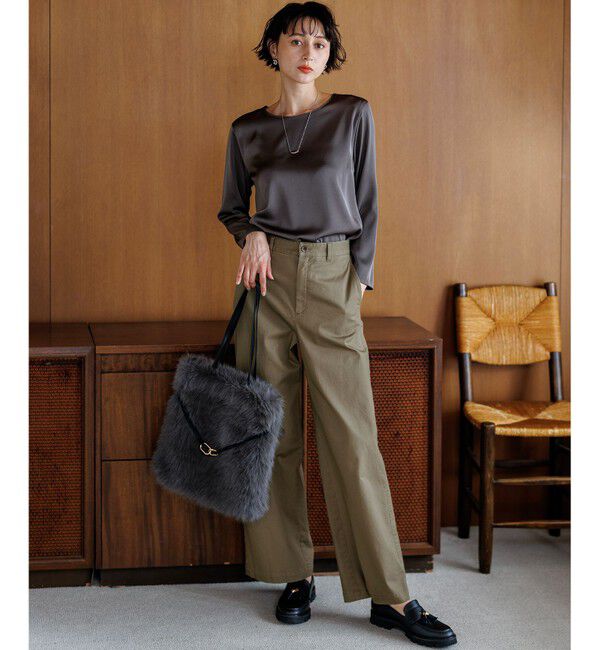 23区「【洗える】サテン ロングスリーブ Tシャツ」|Tシャツ・カットソー|