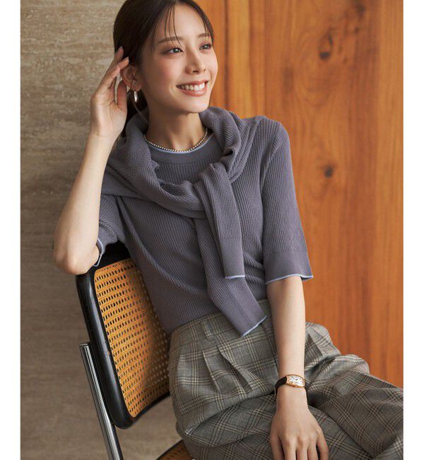 ANY SIS「ダイヤリブ プルオーバー」|ニット・セーター|ｸﾞﾚｰ&times;ｻｯ