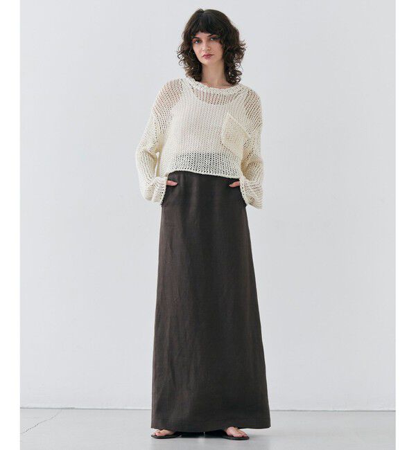 BEIGE,「【洗える・STORY 6月号掲載】THYME / クルーネックコットンメッシュニット」|ニット・セーター|