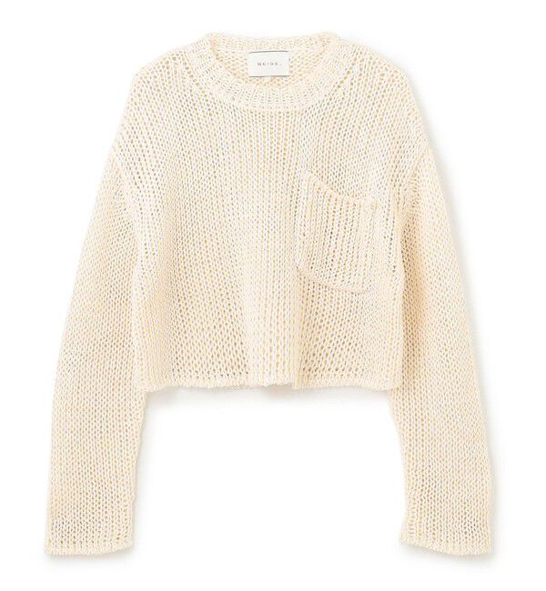 BEIGE,「【洗える・STORY 6月号掲載】THYME / クルーネックコットンメッシュニット」|ニット・セーター|