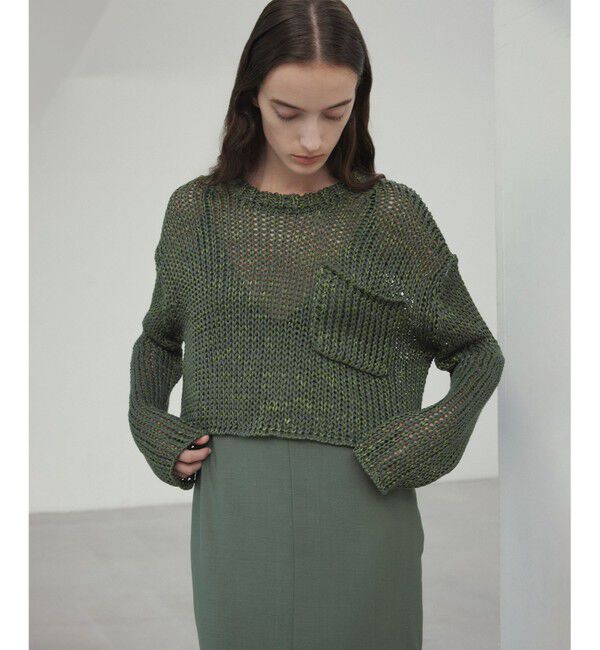 BEIGE,「【洗える・STORY 6月号掲載】THYME / クルーネックコットンメッシュニット」|ニット・セーター|