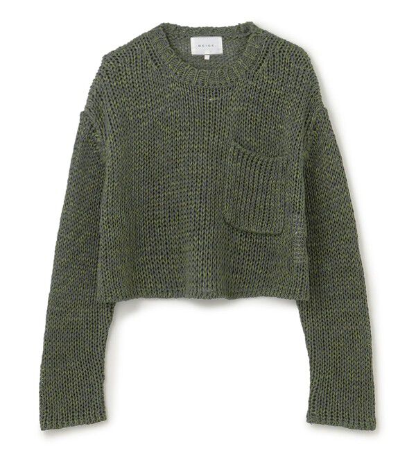 BEIGE,「【洗える・STORY 6月号掲載】THYME / クルーネックコットンメッシュニット」|ニット・セーター|