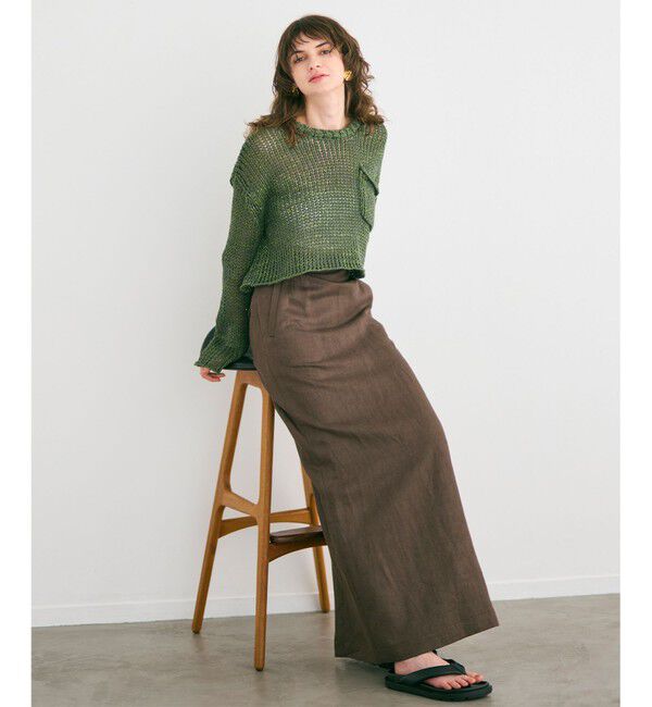 BEIGE,「【洗える・STORY 6月号掲載】THYME / クルーネックコットンメッシュニット」|ニット・セーター|