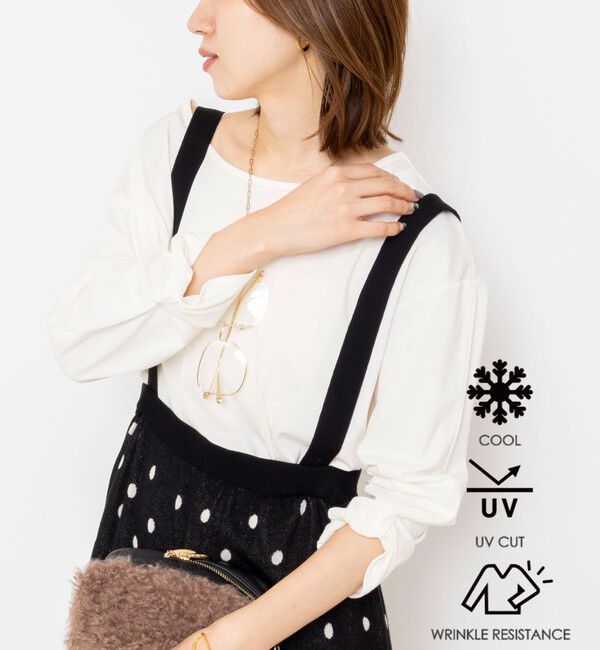 Rie Miller「《UVカット/接触冷感/防シワ》ウォッシャブルツイストスリーブプルオーバー」|Tシャツ・カットソー|オフホワイト