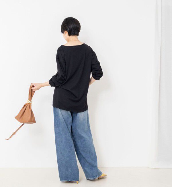 Rie Miller「《UVカット/接触冷感/防シワ》ウォッシャブルツイストスリーブプルオーバー」|Tシャツ・カットソー|