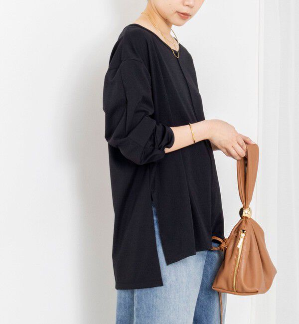 Rie Miller「《UVカット/接触冷感/防シワ》ウォッシャブルツイストスリーブプルオーバー」|Tシャツ・カットソー|