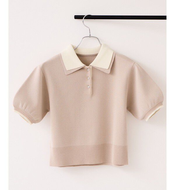 VIS「【新色追加】ダブルカラーポロ襟半袖ニットトップス/WEB限定カラー」|ポロシャツ|