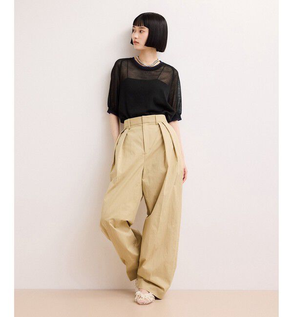 ADAM ET ROPE'「【WEB限定】リネンmixバイカラーシアーニットTシャツ」|Tシャツ・カットソー|