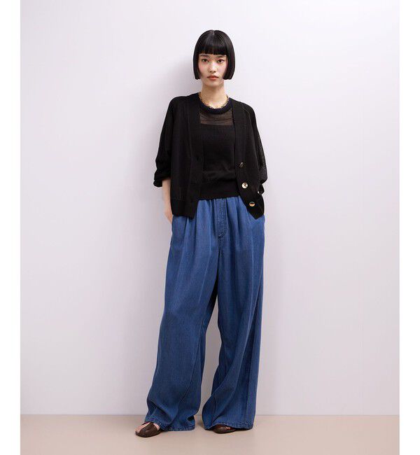 ADAM ET ROPE'「【WEB限定】リネンmixバイカラーシアーニットTシャツ」|Tシャツ・カットソー|