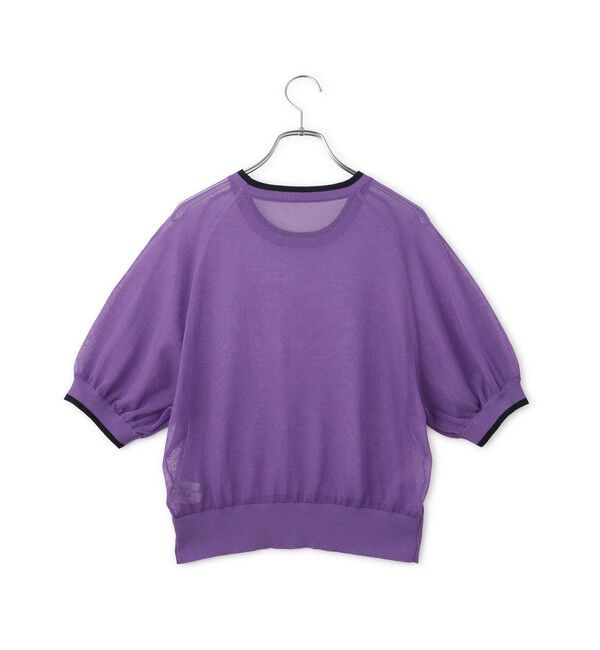 ADAM ET ROPE'「【WEB限定】リネンmixバイカラーシアーニットTシャツ」|Tシャツ・カットソー|