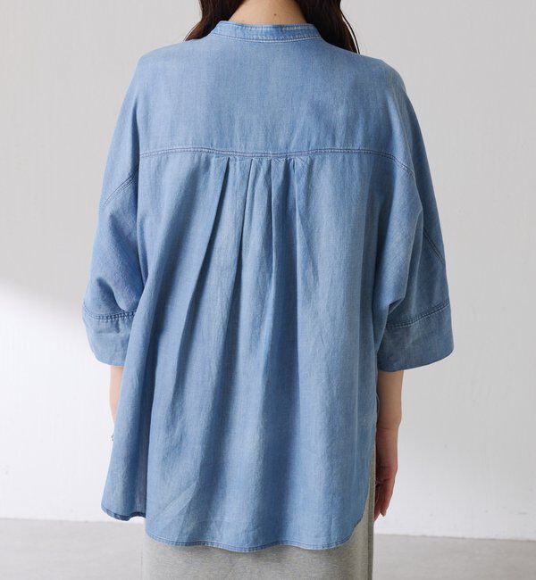  「【涼しいデニムシャツ/体型カバー】Q.anos ドルマンシアーデニムシャツ」|シャツ・ブラウス|
