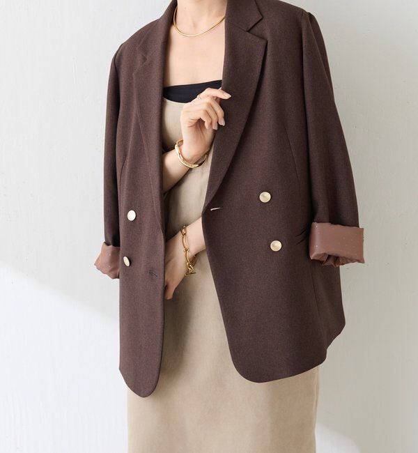  「【リバイバル】ウールライクダブルジャケット／カセット服」|テーラードジャケット|ブラウン
