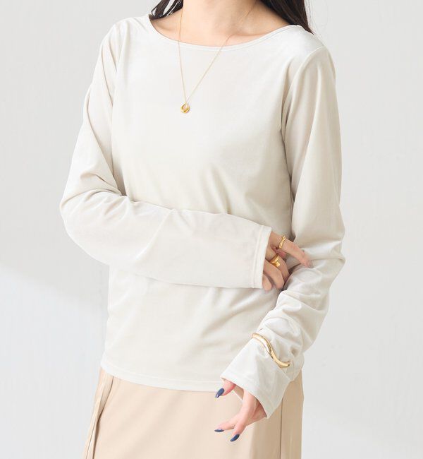  「【Nuel/ヌエル】バック刺繍ベロアカットソー」|Tシャツ・カットソー|