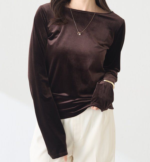 「【Nuel/ヌエル】バック刺繍ベロアカットソー」|Tシャツ・カットソー|