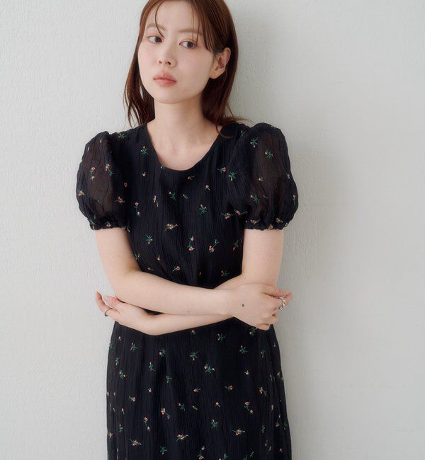  「【2サイズ展開/低身長サイズ】フラワーパフワンピース」|ワンピース|