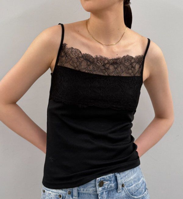  「【earthy_/アーシー】カップ付きレースキャミソール」|Tシャツ・カットソー|
