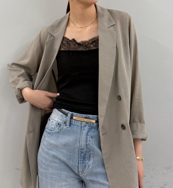  「【earthy_/アーシー】カップ付きレースキャミソール」|Tシャツ・カットソー|