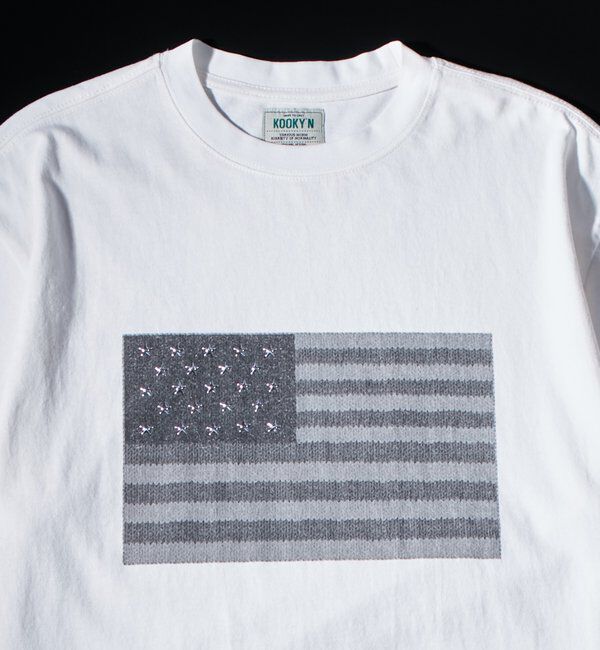  「【UNISEX】【KOOKY'N】スタースタッズフラッググラフィックTEE」|Tシャツ・カットソー|ホワイト
