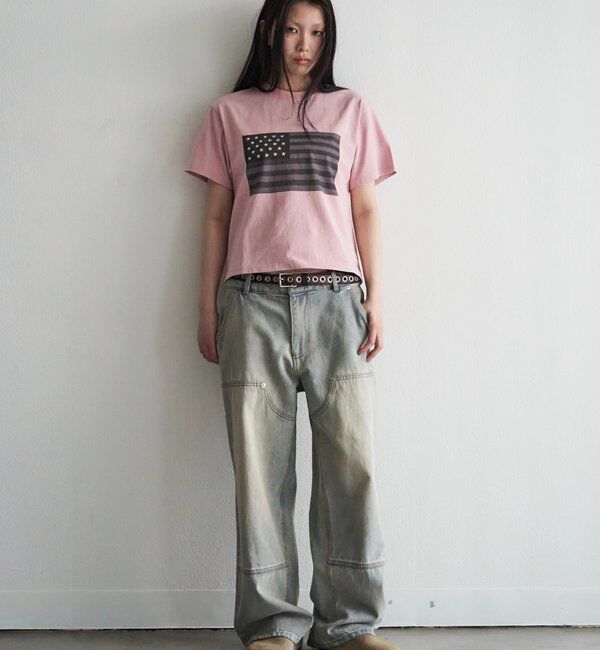  「【UNISEX】【KOOKY'N】スタースタッズフラッググラフィックTEE」|Tシャツ・カットソー|
