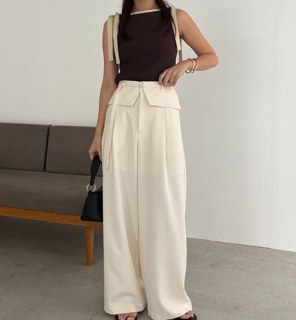  「【前後2way／トレンド顔】パイピングアメスリタンク」|ニット・セーター|