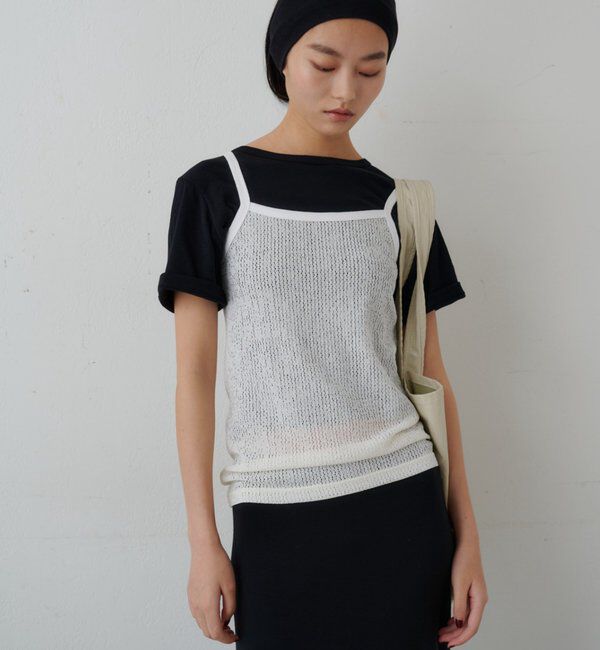  「ドライタッチT＆レースキャミSET」|Tシャツ・カットソー|