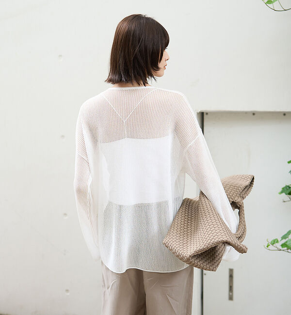 Rouge vif「スキッパー風透かしメッシュニット」|ニット・セーター|