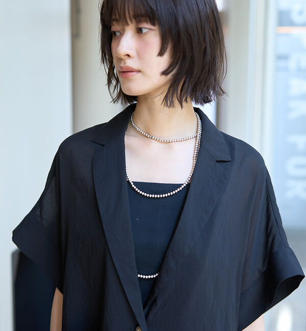 Rouge vif「【人気追加】強撚半袖シアーフォルムジャケット」|テーラードジャケット|