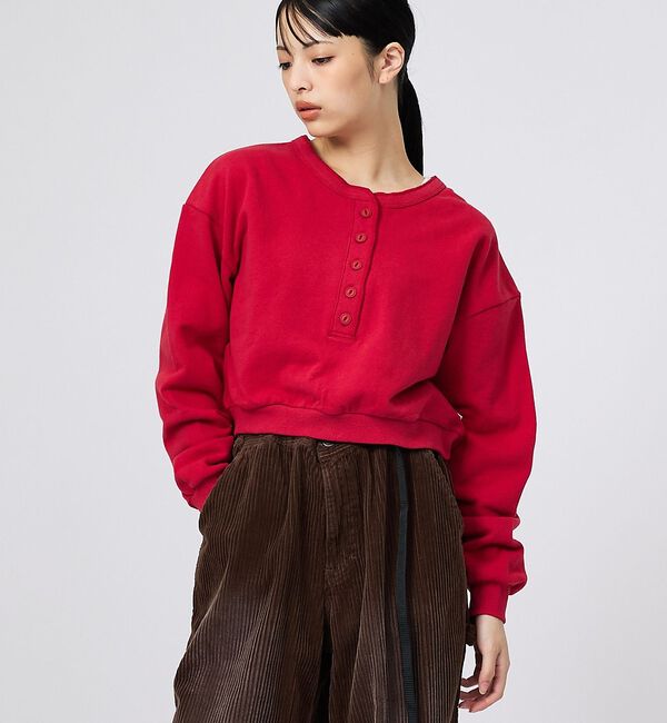 Rouge vif「【DISCUS/ディスカス】ワイドクルーネックプルオーバー/カットソー/裏毛/ピ」|Tシャツ・カットソー|レッド