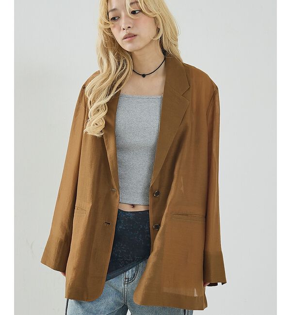 NOMINE「バックスリット シルキー シアー ジャケット」|その他|キャメル