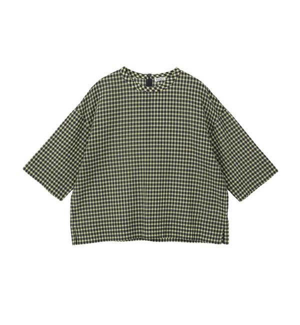 TIARA「ギンガムチェックTブラウス」|シャツ・ブラウス|ネイビー&times;イエロー