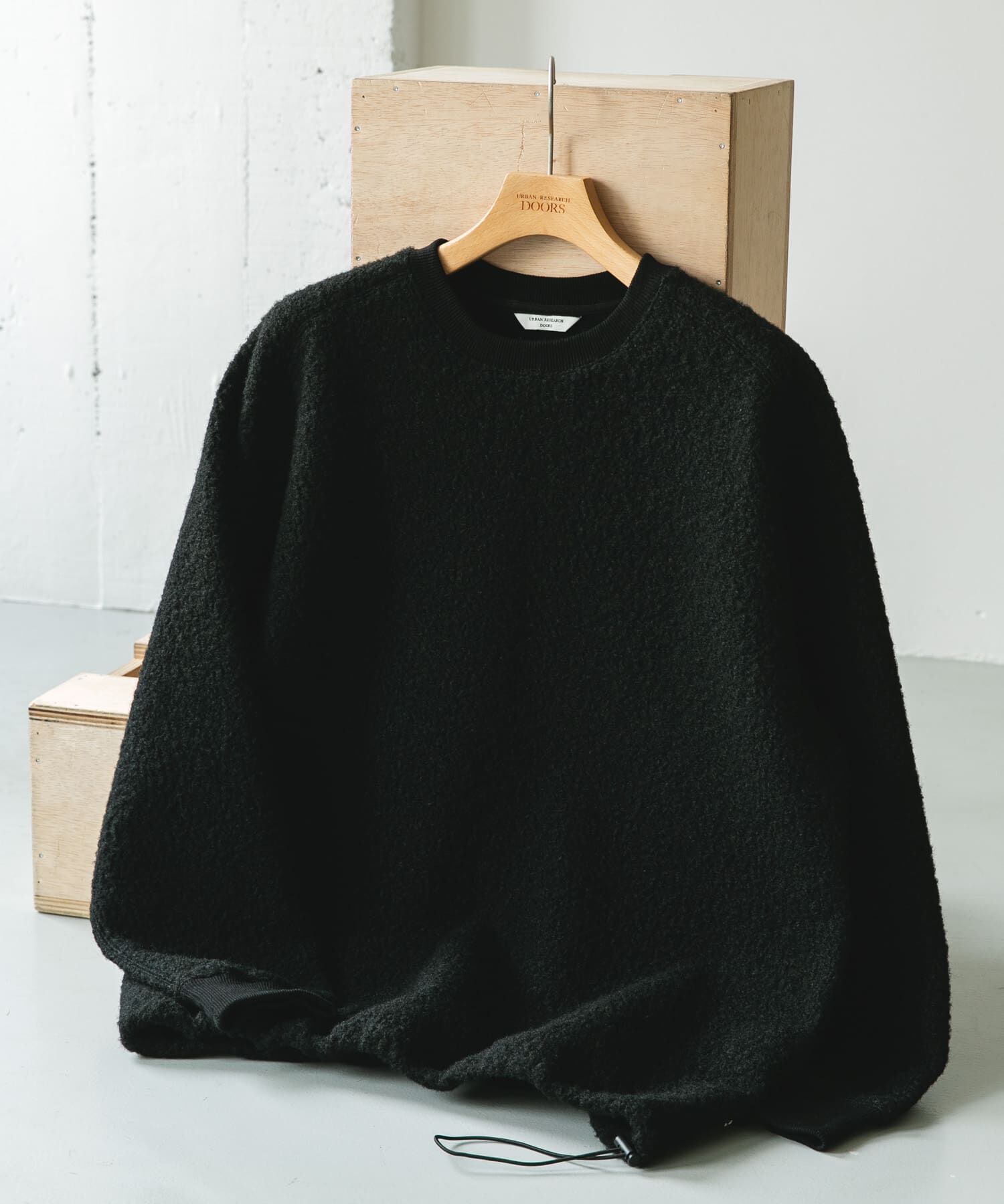 URBAN RESEARCH DOORS「ラグランスリーブブークレー プルオーバー」|Tシャツ・カットソー|ブラック