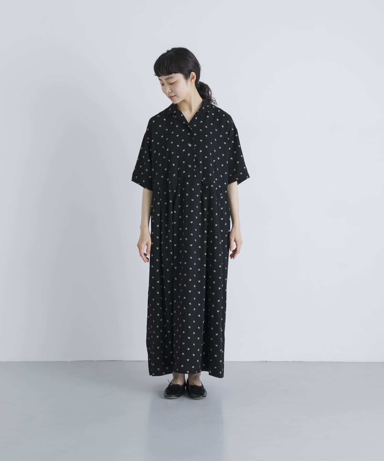 かぐれ「『2サイズ展開』レーヨンモノトーンプリントワンピース」|ワンピース|