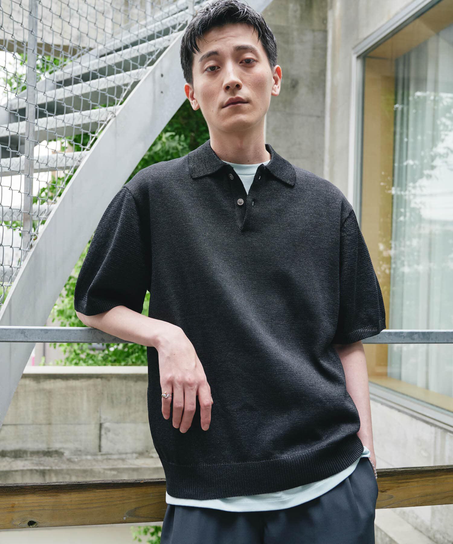 URBAN RESEARCH DOORS「『洗濯可/UVカット』『URTECH』Aircare ショートスリーブニットポロ」|ニット・セーター|