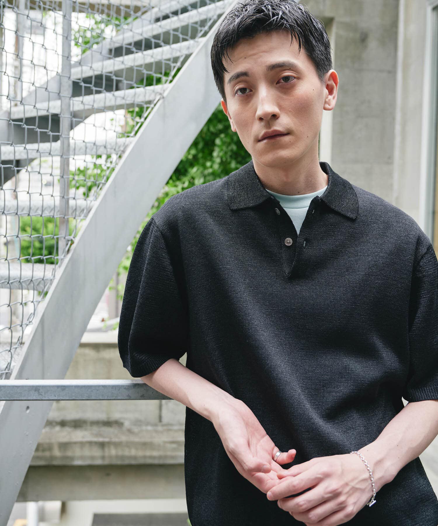 URBAN RESEARCH DOORS「『洗濯可/UVカット』『URTECH』Aircare ショートスリーブニットポロ」|ニット・セーター|