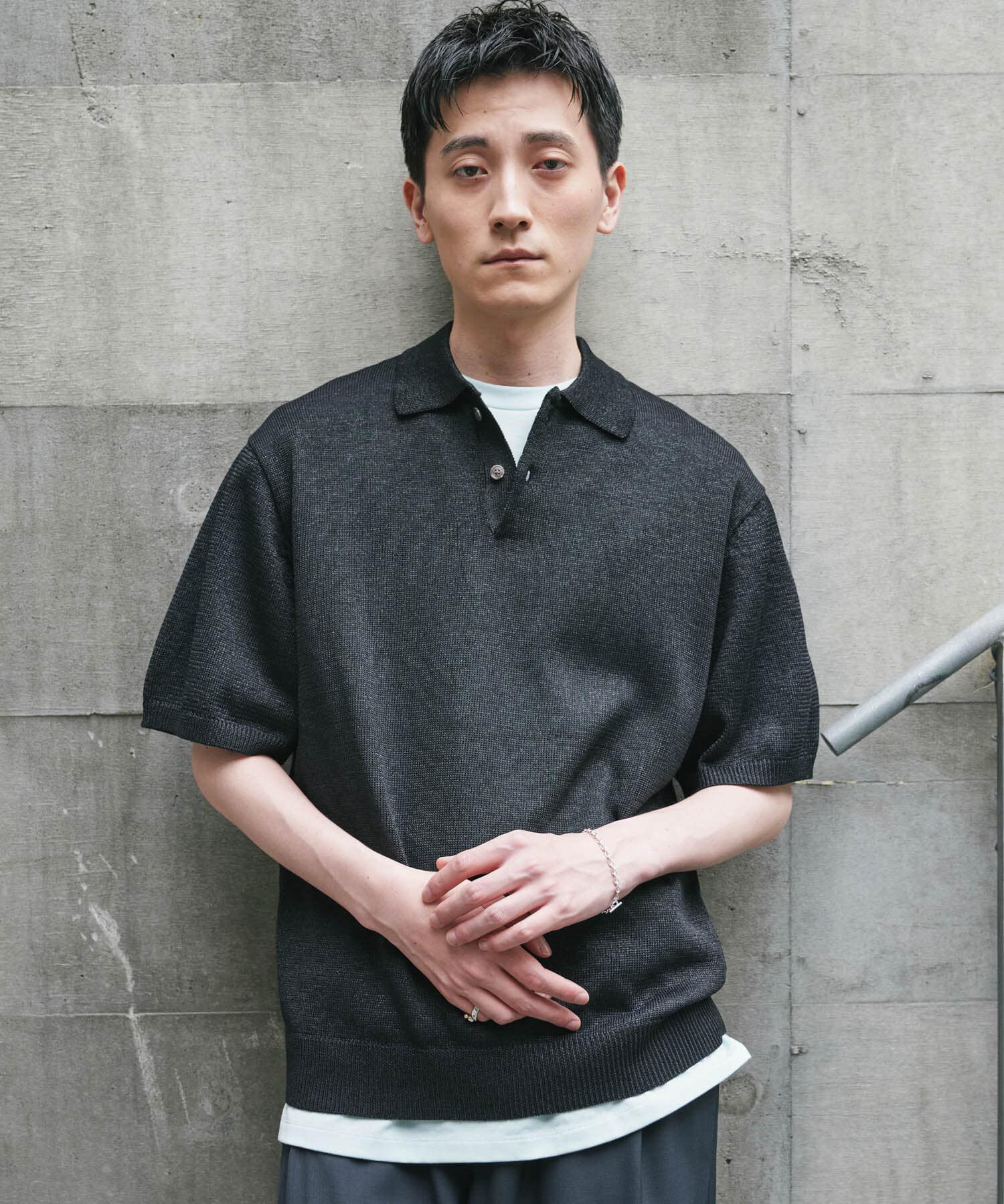 URBAN RESEARCH DOORS「『洗濯可/UVカット』『URTECH』Aircare ショートスリーブニットポロ」|ニット・セーター|