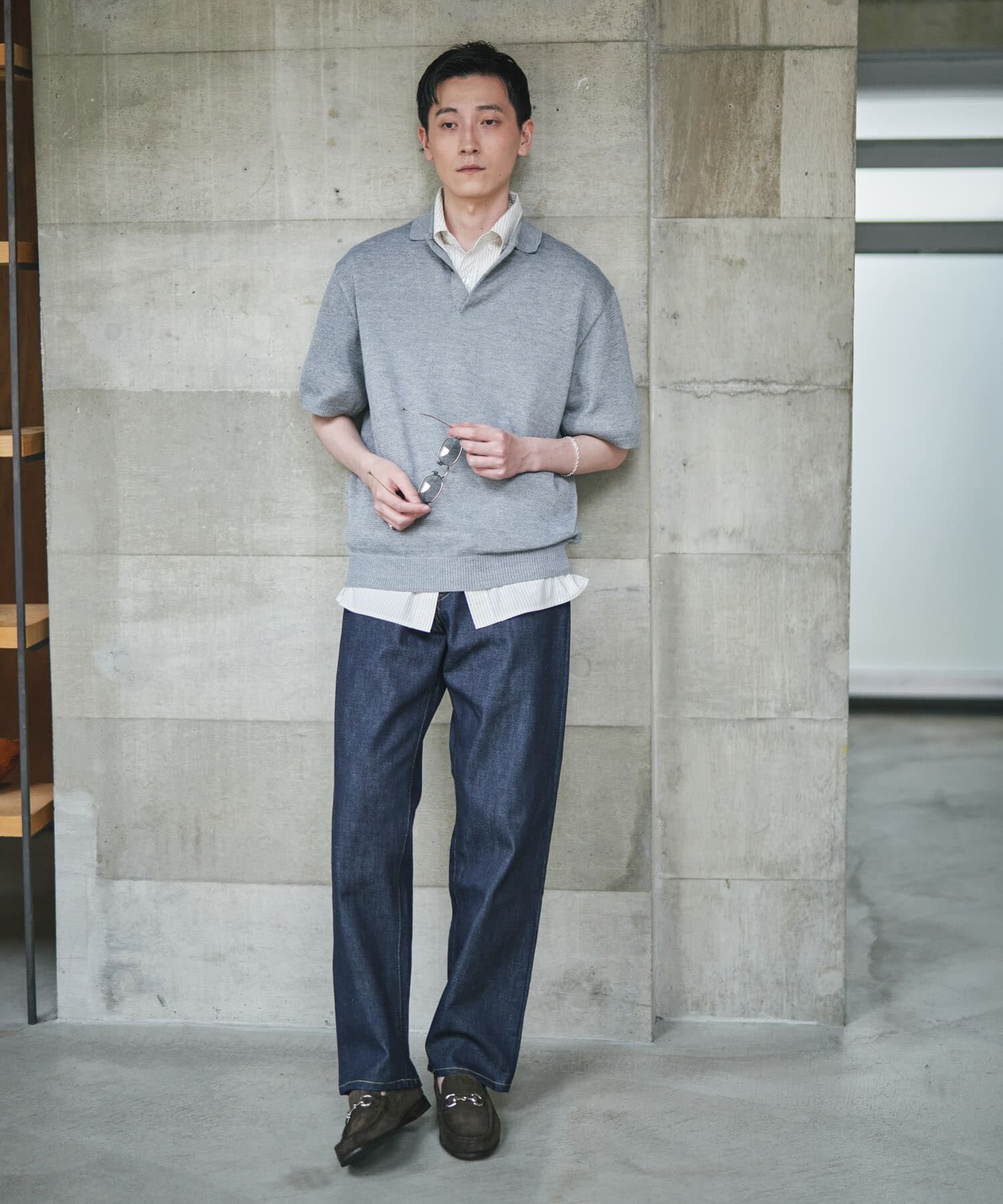 URBAN RESEARCH DOORS「『洗濯可/UVカット』『URTECH』Aircare ショートスリーブニットポロ」|ニット・セーター|