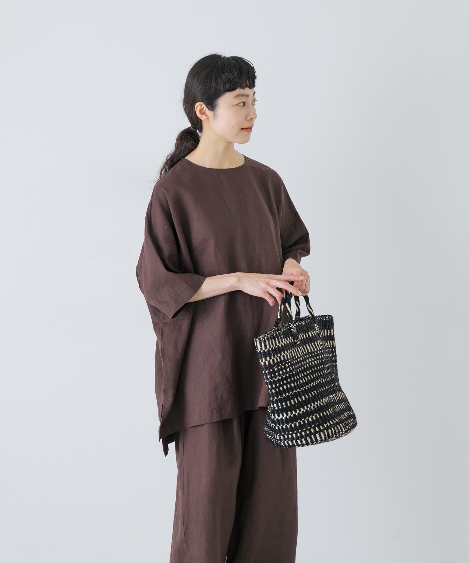 かぐれ「リネンワイドプルオーバーシャツ」|シャツ・ブラウス|