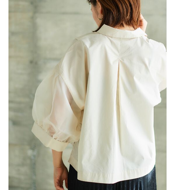le.coeur blanc「《手洗い可能》TORRAZZO DONNAオーガンジースリーブシャツ」|シャツ・ブラウス|
