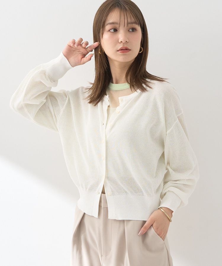earth music&ecology「【WEB限定】接触冷感シアークルーニットカーディガン」|カーディガン|