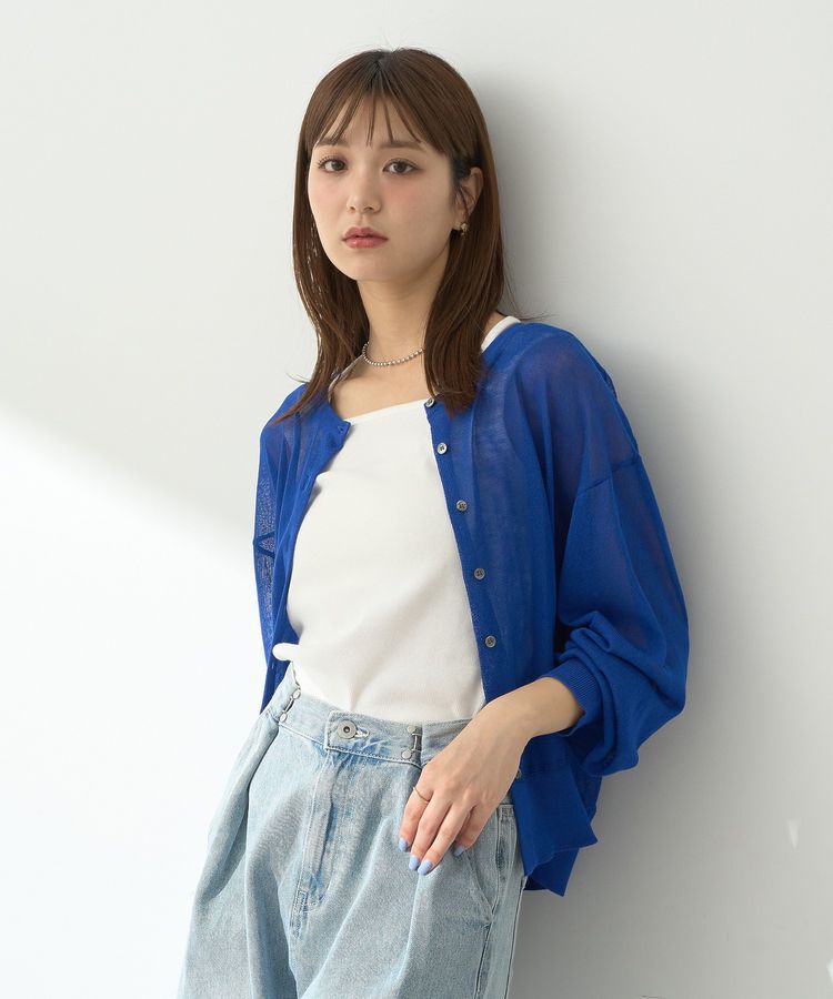 earth music&ecology「【WEB限定】接触冷感シアークルーニットカーディガン」|カーディガン|