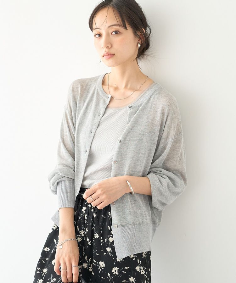 earth music&ecology「【WEB限定】接触冷感シアークルーニットカーディガン」|カーディガン|Gray Mixture