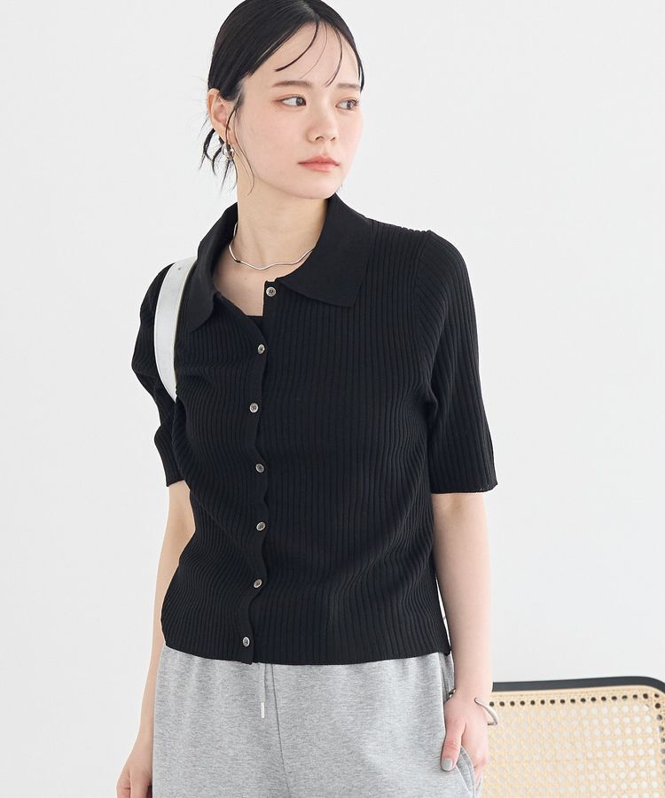 earth music&ecology「【WEB限定】リブニットカーディガン」|カーディガン|Black