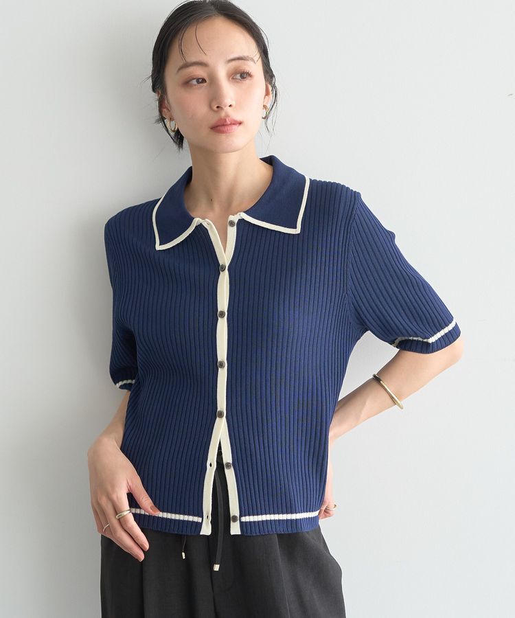 earth music&ecology「【WEB限定】リブニットカーディガン」|カーディガン|Navy